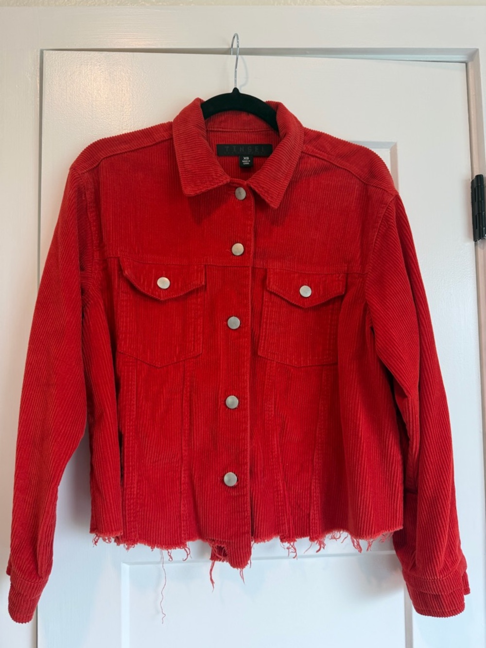 Tinsel Red Corduroy Button-Front Jacket